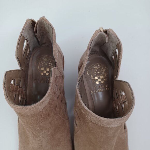 Vince Camuto Ankle Bootie Tan Suede Peera Cutout Western Boots Boho Womens 7 NEW - Picture 10 of 13